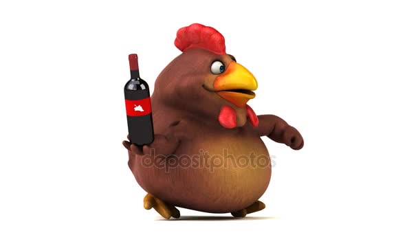 Cartoon character holding wine — Stock Video