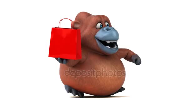 Orangutan holding çanta — Stok video