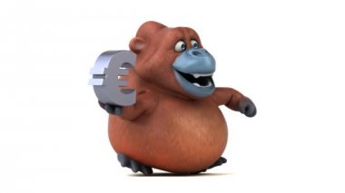 Euro simgesi tutan orangutan 