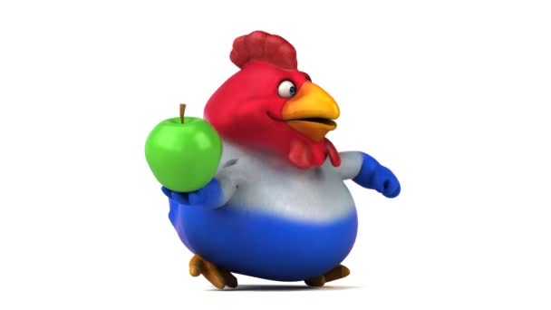 Cartoon character holding apple — Stock Video