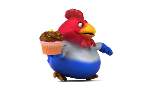 Cartoon character holding cupcake — Stock Video