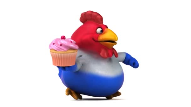 Cartoon character holding cupcake — Stock Video