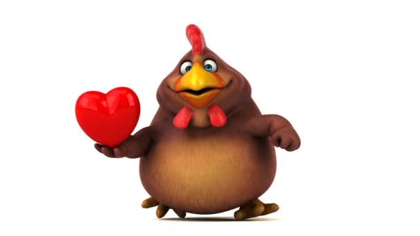 Cartoon character holding heart — Stock Video