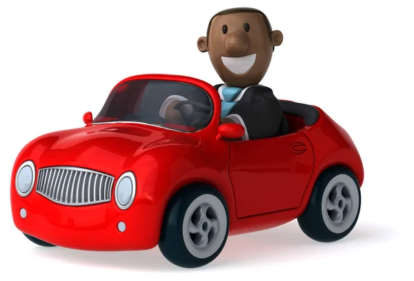 Веселый бизнесмен и автомобиль — стоковое фото