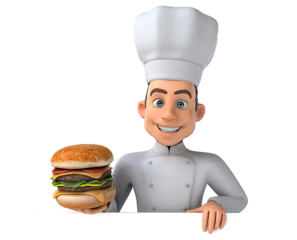 Chef holding hamburger — Zdjęcie stockowe
