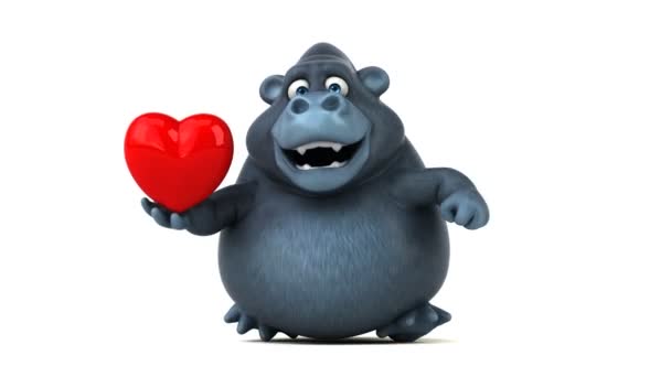 Cartoon character holding heart — Stock Video