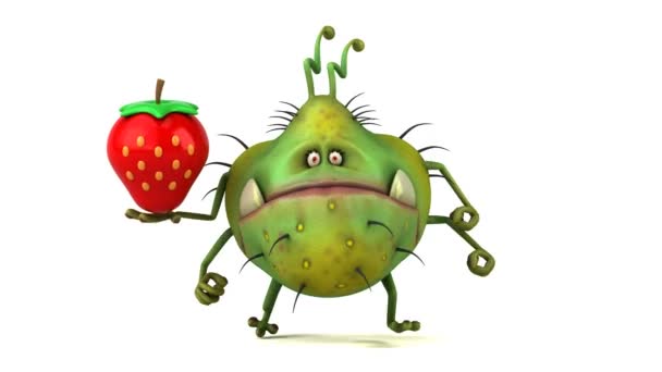 Kreslená postava drží jahoda — Stock video