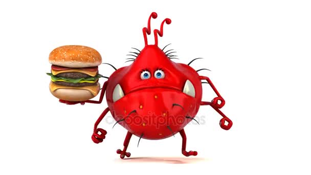 Cartoon znaków gospodarstwa hamburger — Wideo stockowe