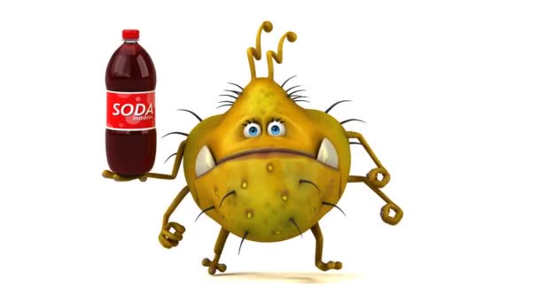 Personnage de dessin animé tenant soda — Video