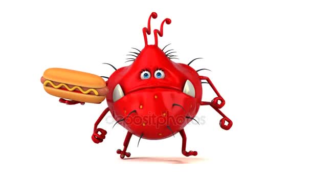 Personaje de dibujos animados celebración hotdog — Vídeo de stock