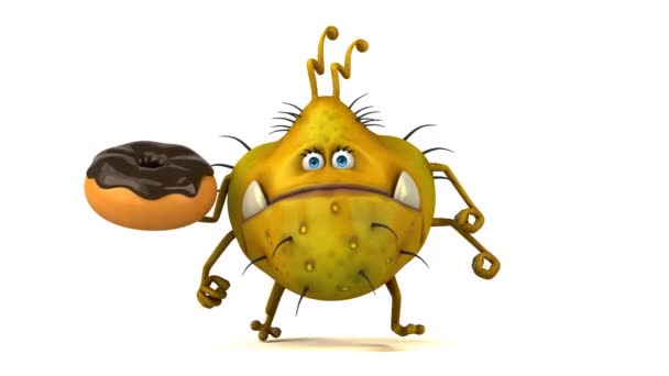 Personagem de desenho animado segurando donut — Vídeo de Stock