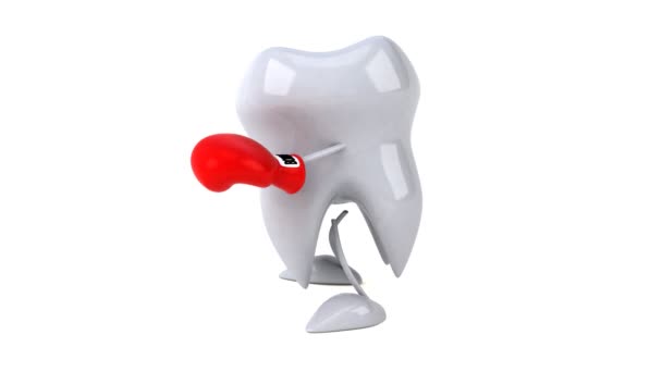Cartoon character, tooth boxing — Stock Video