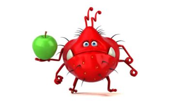   çizgi film karakteri holding elma