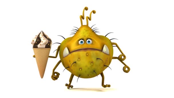 Personnage de dessin animé tenant crème glacée — Video
