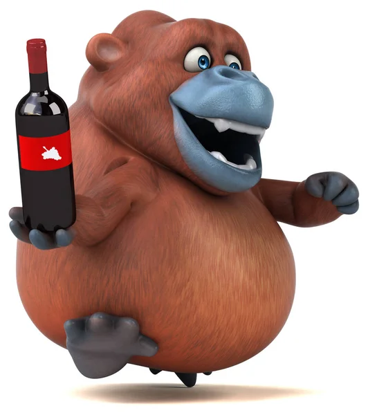 Zeichentrickfigur mit Wein — Stockfoto