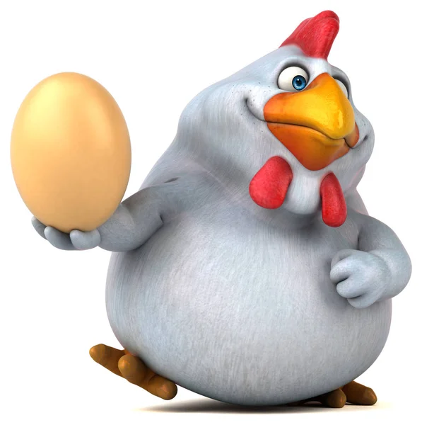 Fun chicken holding egg — Stock Photo, Image