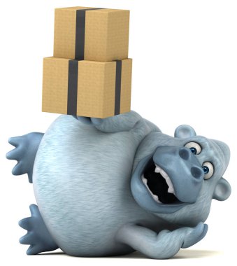 kutuları tutarak çizgi film karakteri