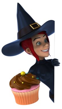 Seksi cadı holding cupcake