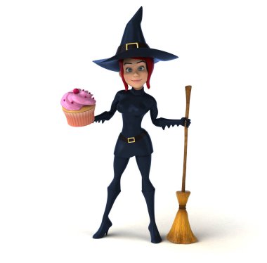 Seksi cadı holding cupcake