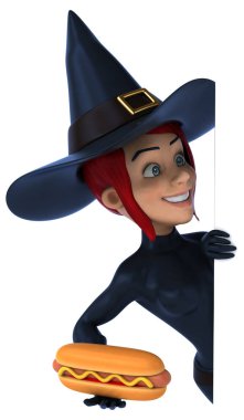 Seksi cadı holding hotdog 