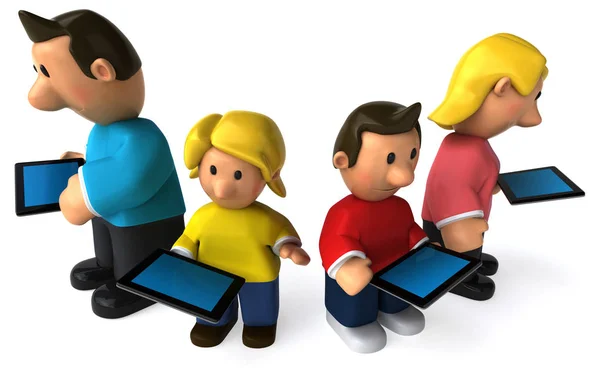 Family using tablets — Stock Photo, Image