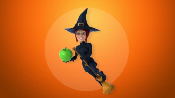 Sexy witch holding apple — Stock Video