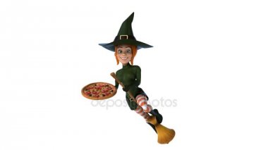 Seksi cadı holding pizza