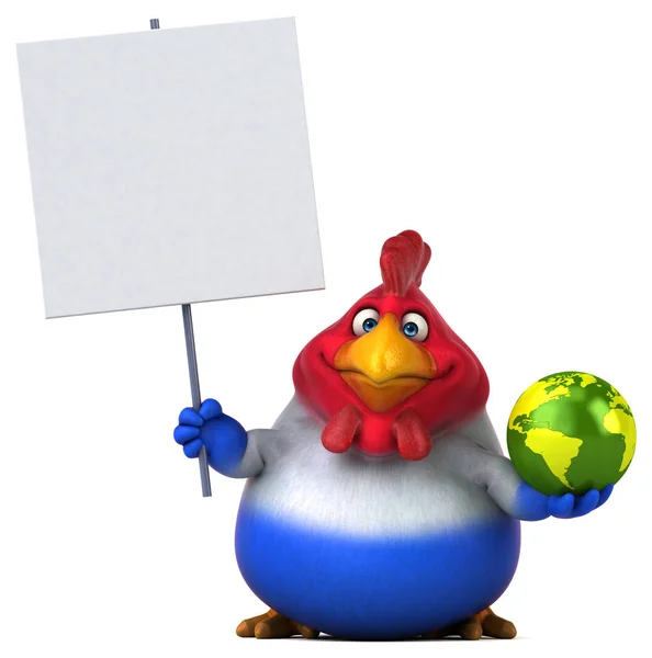 Fun chicken holding  planet — Stock Photo, Image