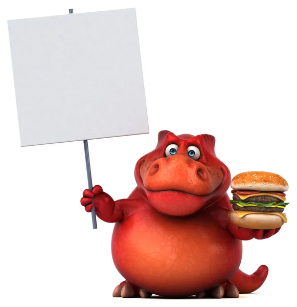 Мультяшний персонаж тримає гамбургер — стокове фото