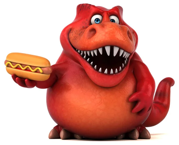 Cartoon character holding hotdog — Stock Photo, Image