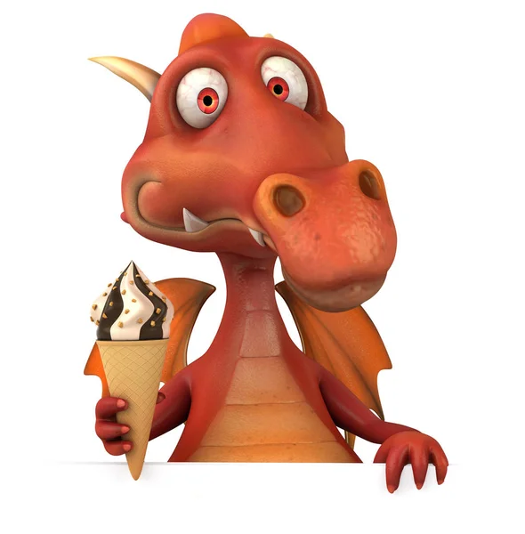 Fun dragon with food — Stock Photo, Image