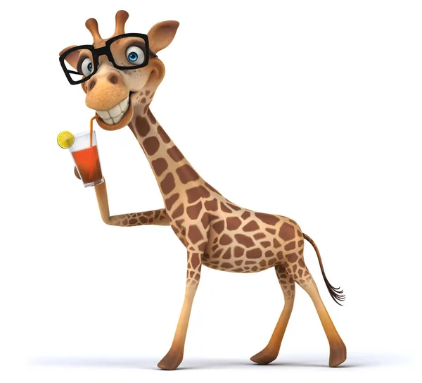 Funny cartoon character holding drink — Stock Photo, Image