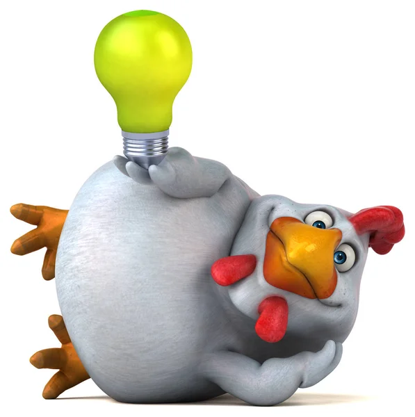 Fun chicken holding  lamp — Stock Photo, Image