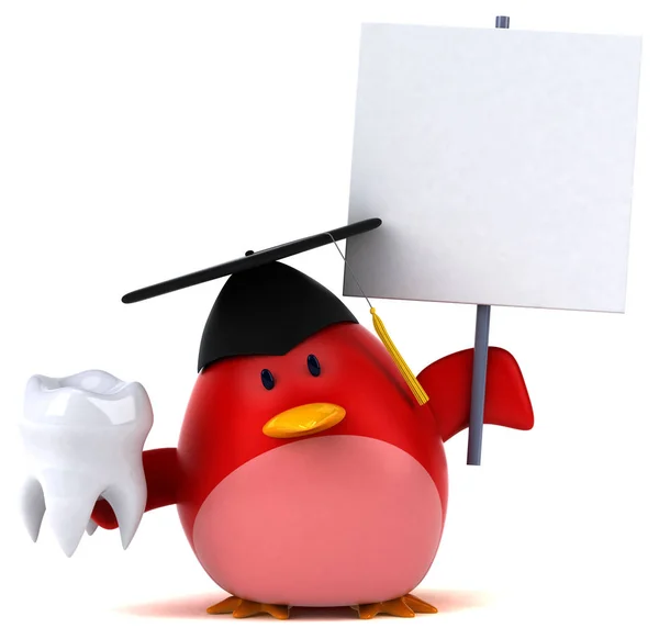 Cartoon character holding tooth — Stock Photo, Image