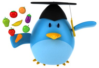 meyve ve sebze tutan çizgi film karakteri 