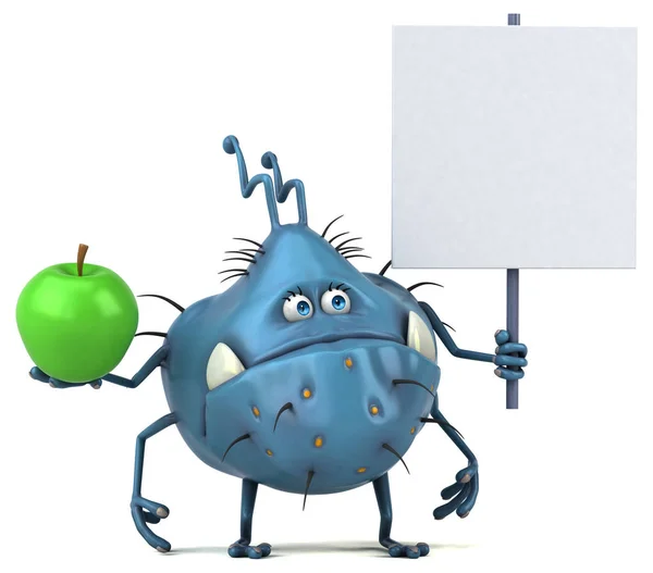 Cartoon character holding apple — Stock Photo, Image