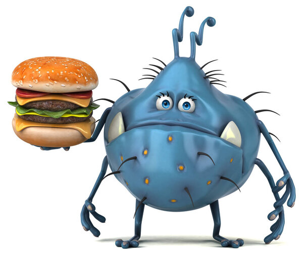  cartoon character holding hamburger