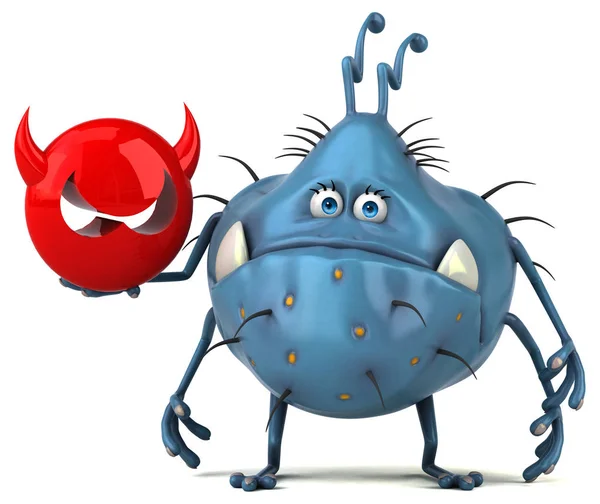 Cartoon character holding virus — Stock Photo, Image
