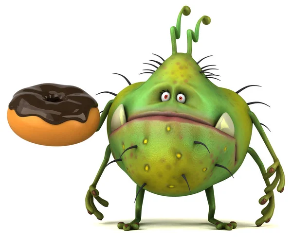 Χαρακτήρας κινουμένων σχεδίων κρατώντας ντόνατ — Φωτογραφία Αρχείου