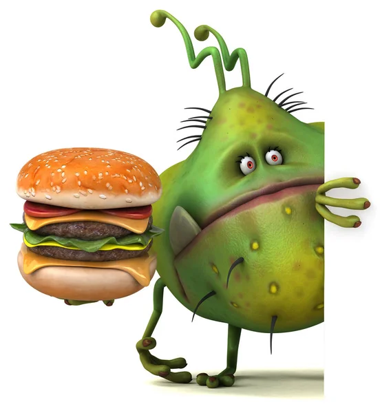 Zeichentrickfigur mit Hamburger — Stockfoto