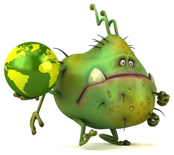 Cartoon character holding planet — Stock Photo, Image