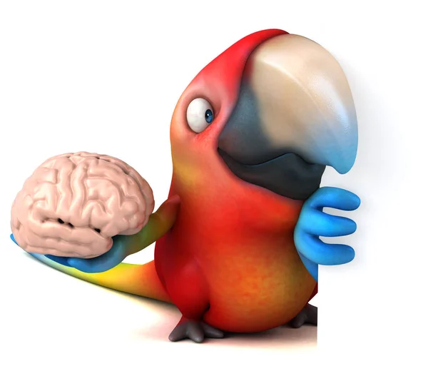 Personaje de dibujos animados que sostiene el cerebro — Foto de Stock