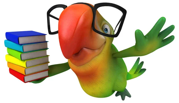 Zeichentrickfigur mit Büchern — Stockfoto