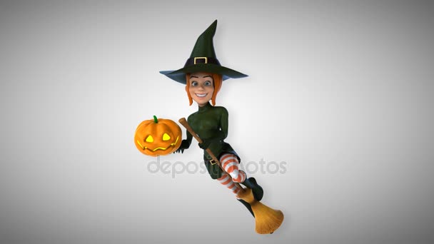 Sexy witch holding pumpkin — Stock Video