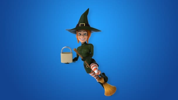 Sexy witch holding padlock — Stock Video