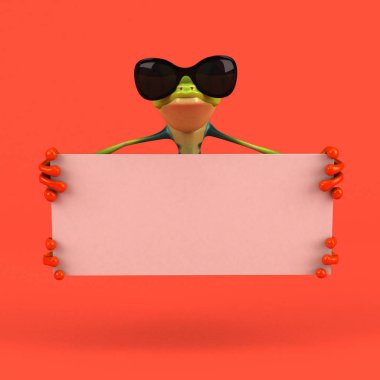 Çizgi film kurbağa ile bayrak 