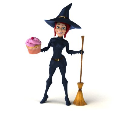 Seksi cadı holding cupcake 