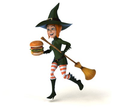 Seksi cadı holding hamburger  