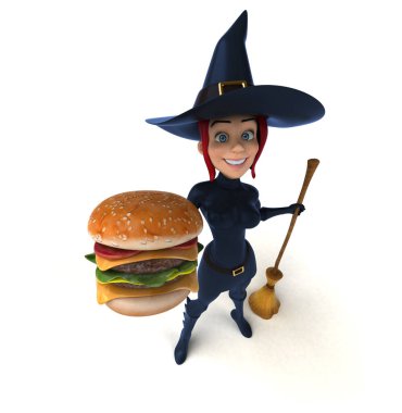 Seksi cadı holding hamburger  