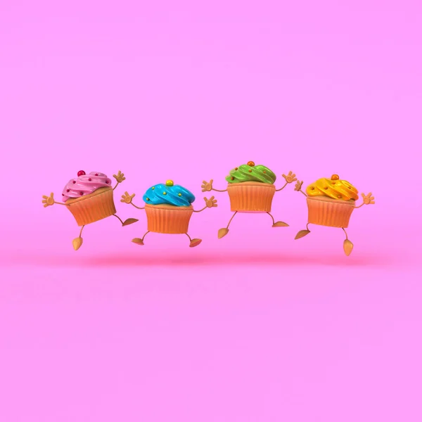 Divertidos cupcakes de dibujos animados — Foto de Stock